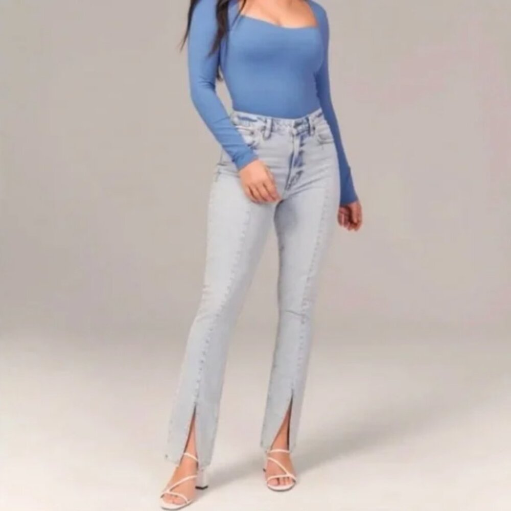 Abercrombie High Rise Skinny Jean with Split Hem